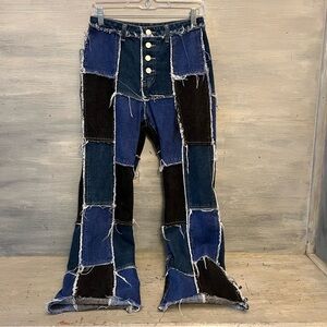 SHEIN Patchwork Denim Button Fly Fashion Jeans XS Like New